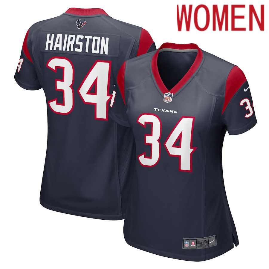 Women Houston Texans 34 Troy Hairston Nike Navy Game Player NFL Jersey